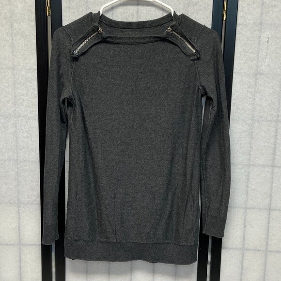 Michael Kors Zipped Crew Neck Long Sleeve Patch Pocket Tunic Sweater Grey S - Picture 5 of 11